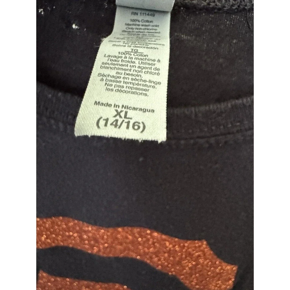 San Francisco Giants Girls XL 14 16 Glitter Logo Black T Shirt MLB
